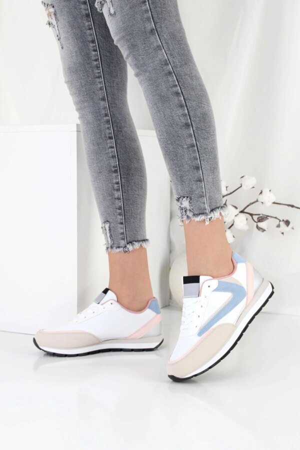Damskie sneakersy biało-beżowe