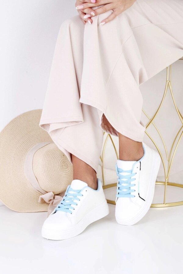 Damskie sneakersy biało-błękitne