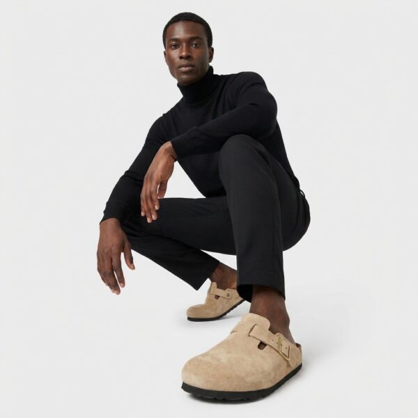Klapki Birkenstock Boston Suede Leather 1030883 Beżowe